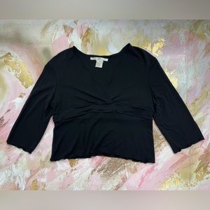 Max Studio black v-neck 3/4 sleeves top L